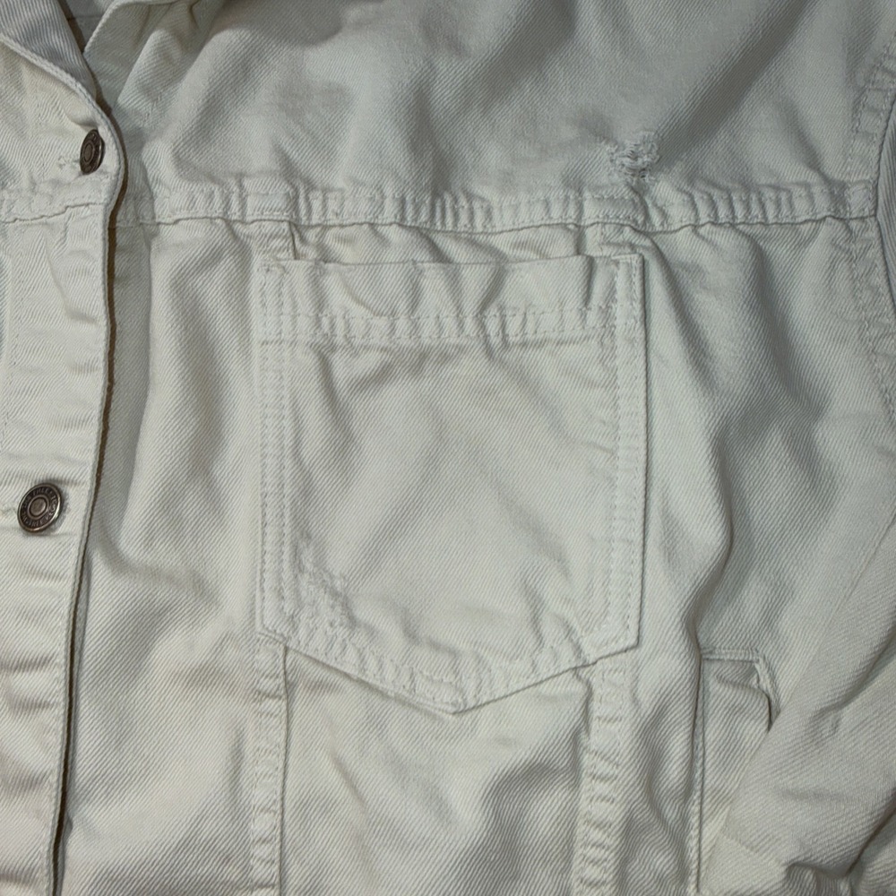 Free People-We The Free Off White Opal  Swing Denim Jacket Size Small Ecru Y2K - Picture 3 of 16